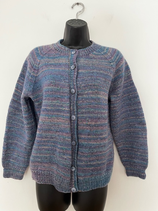 Handmade Sweaters - Handmade Heathered Wool Long Sleeve Cardigan, Size Medium